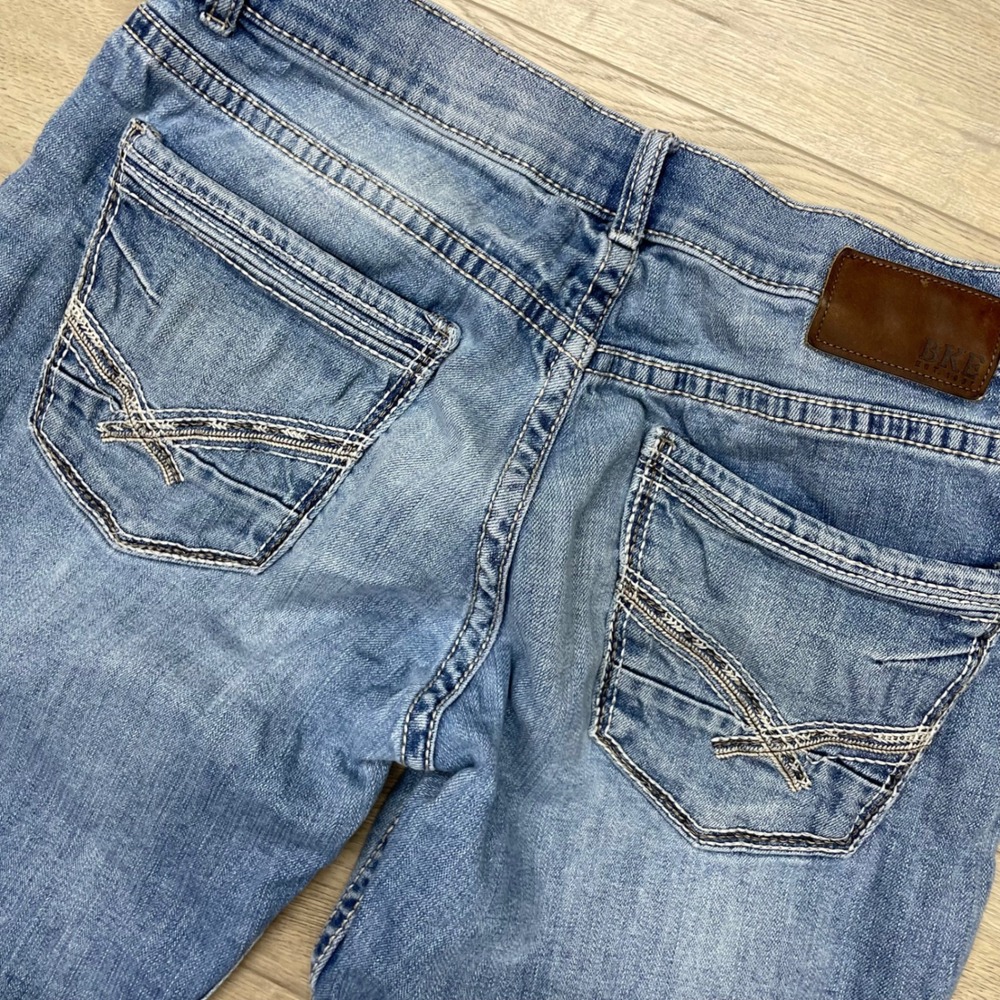 BKE Aiden Jeans Mens 34x32 Blue Straight Leg Stretch Wear Work Country Stitch